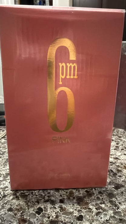 6PM Pink Eau de Parfum box - pink and gold packaging