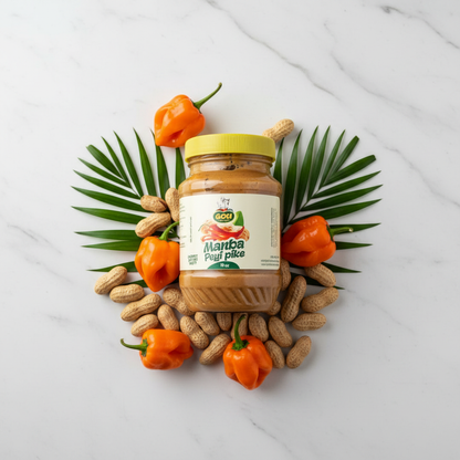 Manba Peyi Pike flat lay with peanuts and peppers
