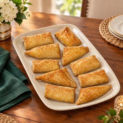 Haitian chicken patties on a white serving platter