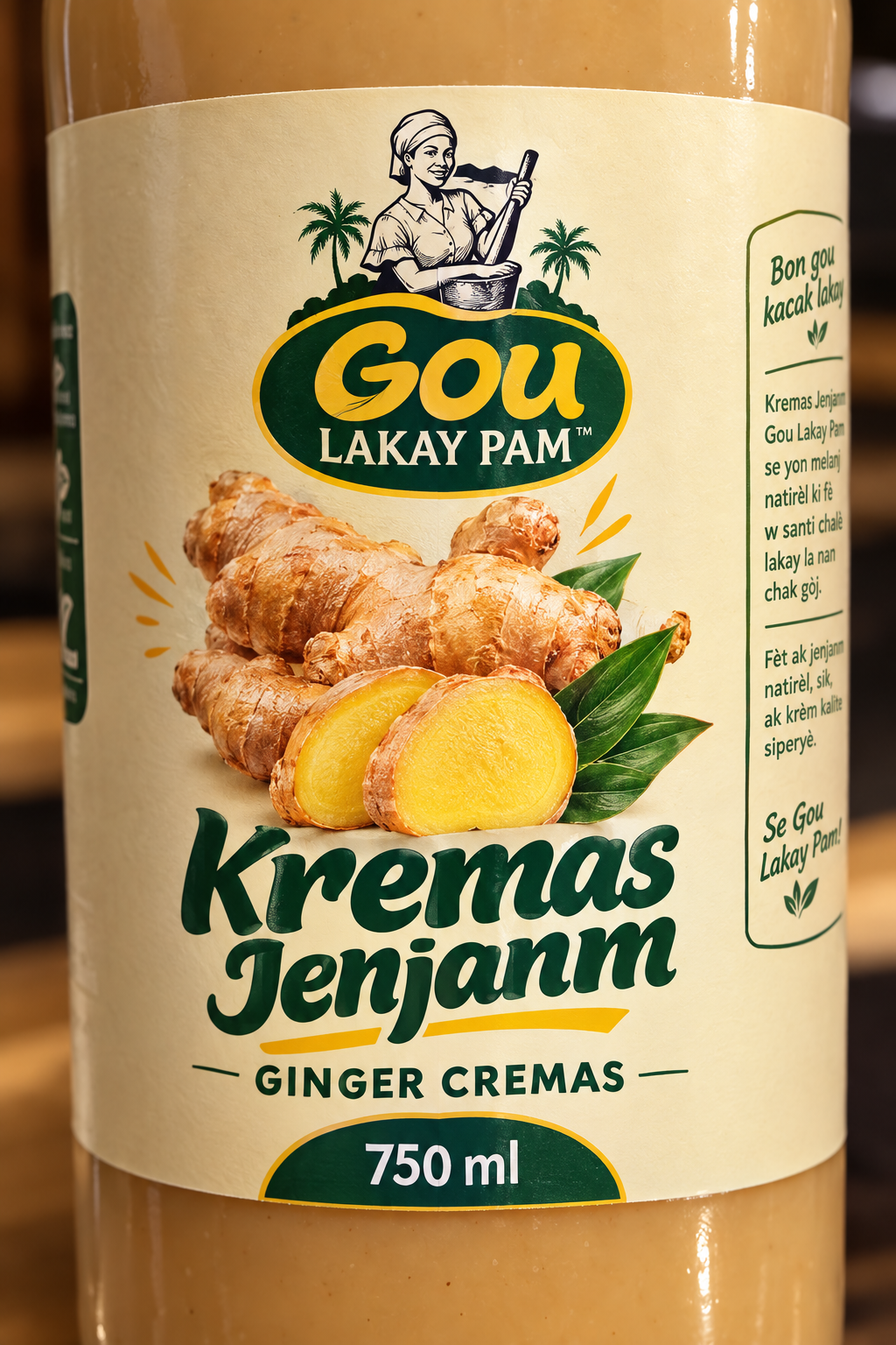 Kremas Jenjanm bottle label close-up
