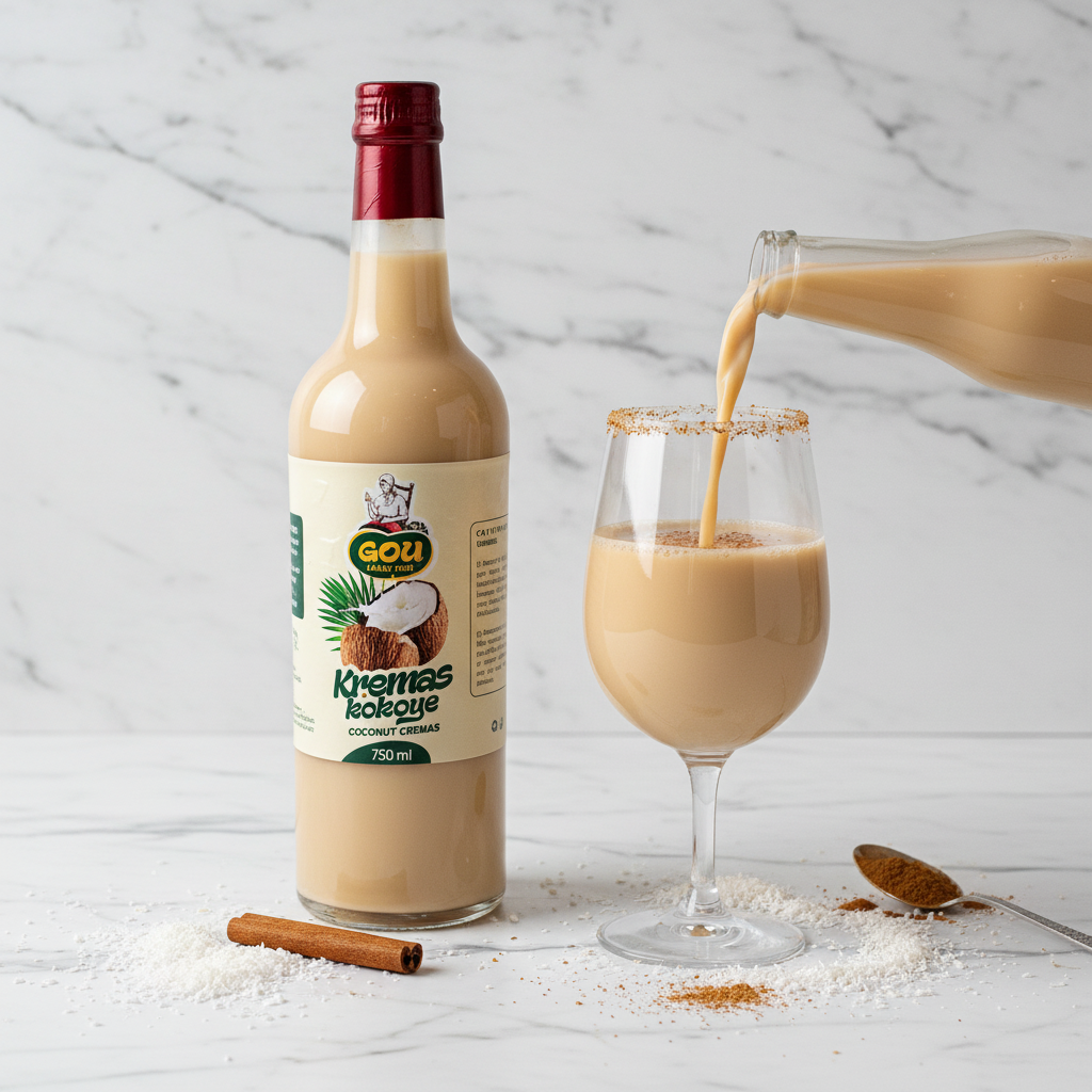 Kremas Kokoye poured in glass with spices